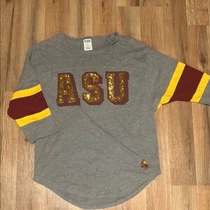 Gray ASU Women’s Shirt with Maroon and Gold Accents